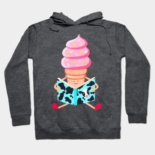 Ice cream cone reading cow book Hoodie